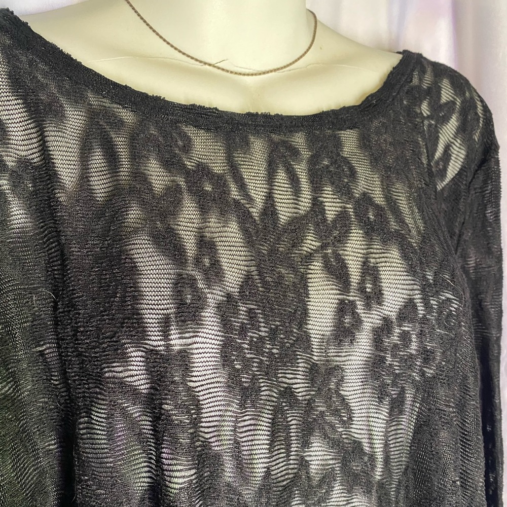 super cute sheer black lace long sleeve grunge indie top